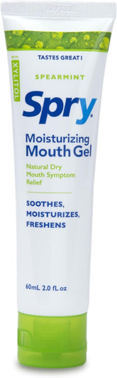 Spry Xylitol Dry Mouth Gel, Natural, Long Lasting Mint Free and Sugar Free Mouth Moisturizer for Dry Mouth Relief, Spearmint Flavor, 2 oz