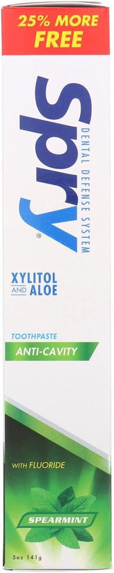 Spry Xylitol Toothpaste with Fluoride, Natural Spearmint, Anti-Cavity, 5 oz