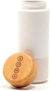 SOMA Insulated Ceramic Mug with Bamboo Lid, Pearl, 12oz
