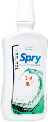 Spry Xylitol Mouthwash Fluoride Free, Oral Rinse with Enamel Support, Natural Spearmint - 16 fl oz (Pack of 1)