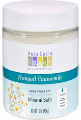 Aura Cacia Aromatherapy Mineral Bath, Tranquil Chamomile, 16 ounce jar