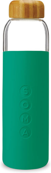 Soma Glass Water Bottle with Silicone Sleeve, BPA-Free, Emerald, 17oz