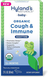 Hyland's Baby Organic Cough Syrup & Immune Support with Agave, Elderberry & Pomegranate - Soothes Cough and Cold, & Supports Immunity - Nighttime - 2 Fl. Oz.