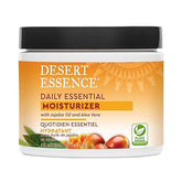 Desert Essence Daily Essential Moisturizer - Nourishing Jojoba, Organic Aloe Vera, Safflower & Geranium Oil - Light-Weight Soothing, Softening Facial Cream - Vegan, Non-GMO, Sulfate & SLS Free - 4oz