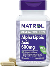 Natrol Alpha Lipoic Acid 600 mg, Dietary Supplement for General Wellness, 30 Capsules, 30 Day Supply