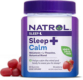 Natrol Sleep+ Calm Melatonin Gummies for Adults, Sleep Gummies, Strawberry Flavor, 60 Gummies, 30 Day Supply