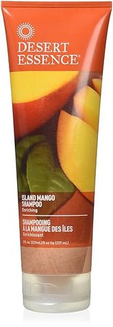 Desert Essence Island Mango Shampoo 8oz - Rich Revitalizing Cleanser With Mango Seed Butter, Organic Hemp Oil, Organic Jojoba & Shea Butter For Damage Repair - Tropical Scent - Vegan, Gluten-Free