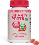 SmartyPants Kids Probiotic Immunity Gummies: Prebiotics & Probiotics for Digestive Health and Immune Support Supplement, Gluten Free, Vegan, Strawberry Cr�me Flavor, 60 Count (30 Day Supply)