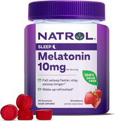 Natrol 10 mg Melatonin Gummies, Sleep Support for Adults, Melatonin Supplements for Sleeping, 90 Strawberry-Flavored Gummies, 45 Day Supply