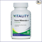 Vitality Trace Minerals + Chlorella - 30 Vcaps - Supports Metabolism, Immunity, Healing & Natural Body Detoxification