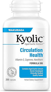 Kyolic Aged Garlic Extract Formula 106, Circulation Health, 200 Capsules (Packaging May Vary)