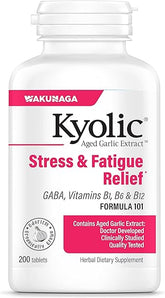 Kyolic Aged Garlic Extract Formula 101, Stress and Fatigue Relief, 200 Tablets (Packaging May Vary)