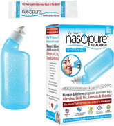Nasopure Nasal Wash, System Kit, �The Nicer Neti Pot� Sinus Wash Kit, Comfortable Nasal Rinse 8 Oz Bottle & 20 Salt Packets (3.75 Grams Each), Nasal Congestion, Cold, Flu, Allergy, Nasal Irrigation
