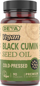 DEVA Vegan Nutrition Black Cumin Seed Oil, Cold-pressed, Unrefined, 90 Vegan Capsules, 1-Pack