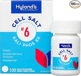 Hyland's No. 6 Cell Salt Kali Phos 6X Tablets, Relief of Headaches, and Simple Nervous Tension, Quick Dissolving Tablets, 100 Count