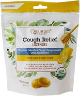 Quantum Health Organic Cough Relief Lozenges, Meyer Lemon & Honey, Natural Menthol Cough Suppressant, Bagged, 18 Ct, Light Yellow