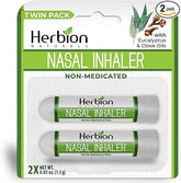 Herbion Naturals Nasal Inhaler: Natural Relief for Nasal Congestion & Sinus Pressure; Non-Medicated Sticks with Essential Oils, Menthol, Eucalyptus, Clove, Soothing Vapor, for Easy Breathing; 2-Pack