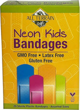All Terrain Kids Neon Bandages, Latex-Free, Fun Neon Colors, 20 Sterile Bandages � Assorted Sizes
