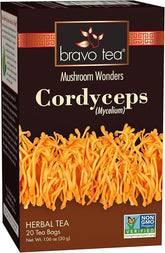 Bravo Tea Cordyceps Mushroom Herbal Tea, Caffeine Free 20 Tea Bags