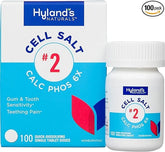 Hyland's Cell Salt No. 2 Calc Phos 6X Tablets, Natural Homeopathic Relief of Oral Discomfort and Sore Throat, Quick Dissolving Tablets, 100 Count