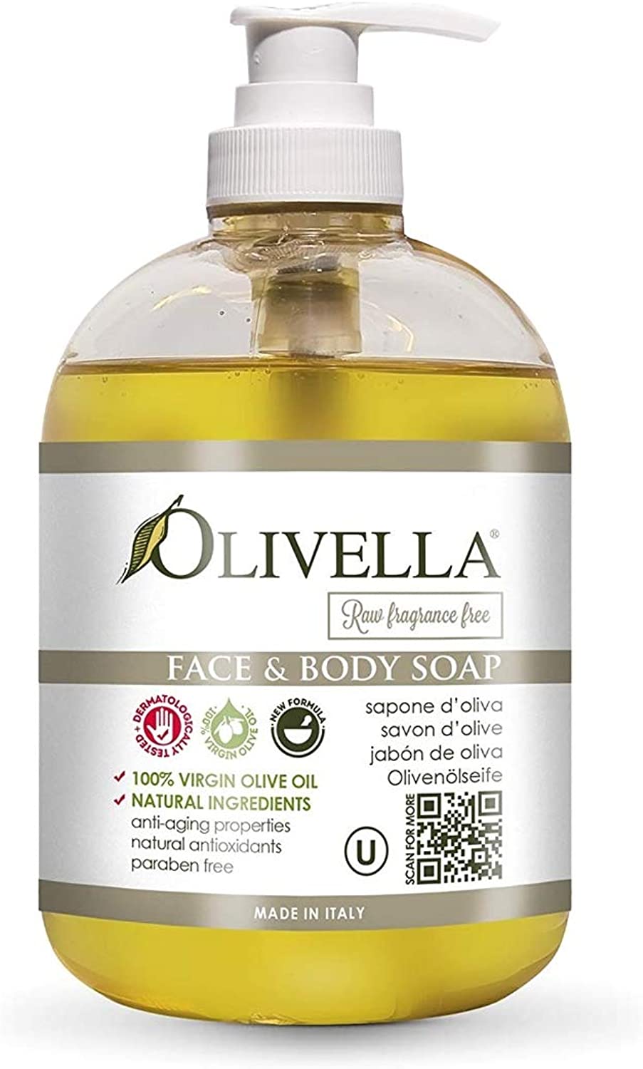 764412204080-OLIVELLA-Face & Body Liquid Soap Pump Raw Fragrance Free