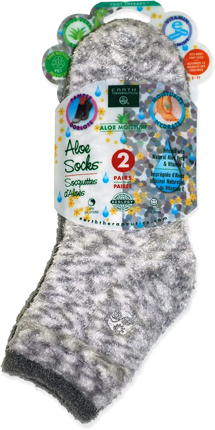 073377929946-EARTH THERAPEUTICS-Aloe Infused Moisturizing Socks - Gray Plaid