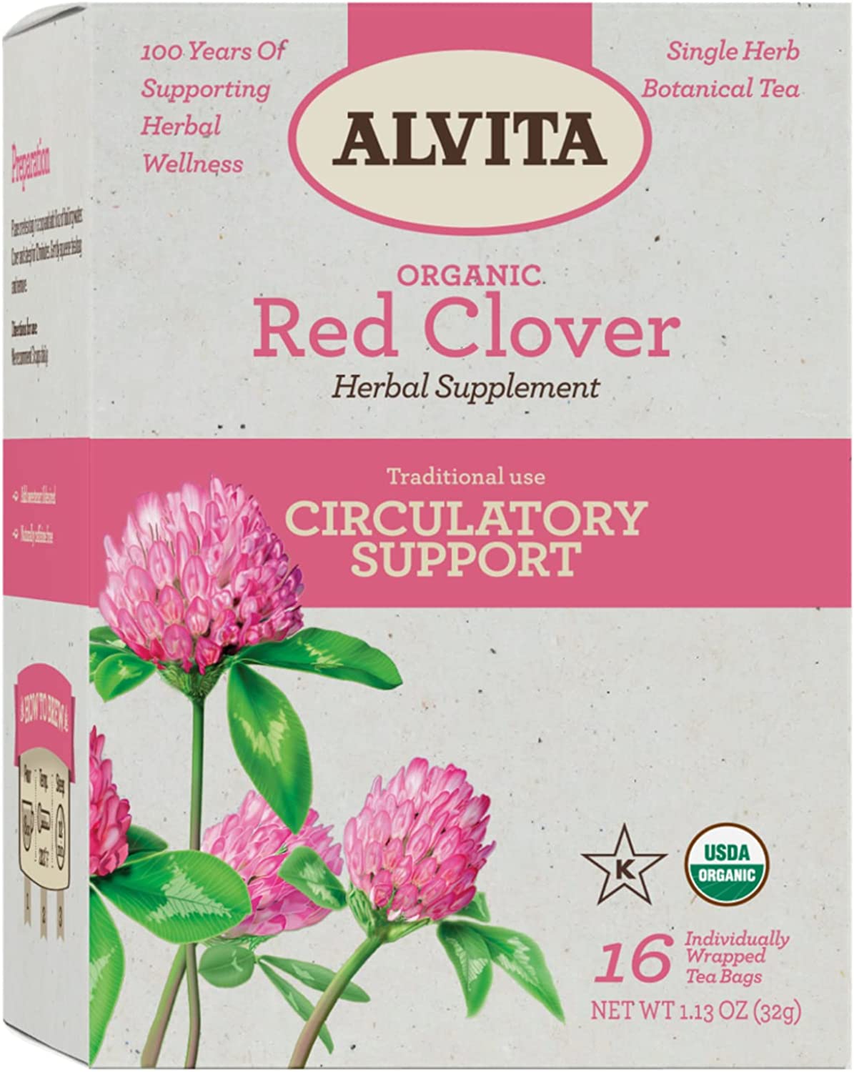 850036675068-ALVITA TEAS-Red Clover Flower Herbal Tea Supplement
