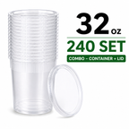 32 oz Heavy-Duty PP Deli Containers with Lids – 240 Sets | Microwave & Freezer Safe | Durable, Leak-Resistant & Reusable | Ideal for Food Storage, Meal Prep, Restaurants & Catering