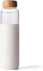 Soma Glass Water Bottle with Silicone Sleeve, BPA-Free, White, 17oz
