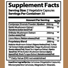 Olympian Labs 10X Mushroom Supplement Capsules - Supports Immune System, Antioxidant, Brain Health - 60 Capsules (30 Servings)