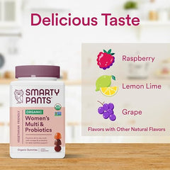 SmartyPants Organic Women's Multivitamin Gummies: Biotin, Probiotics, Methylfolate, Omega 3 (ALA), Vitamin D3, C, Vitamin B12, B6, Vitamin A, K & Zinc, Gluten Free, 120 Count (30 Day Supply)