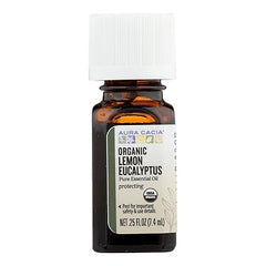 Aura Cacia Certified Organic Pure Lemon Eucalyptus Essential Oil | 0.25 fl. oz. | Corymbia citriodora