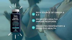 Health Logics Black Seed Oil, Cold Pressed, Rich Source of Omega 6 & 9 Essential Fatty Acids, from Nigella Sativa (100 Soft Gel Capsules)