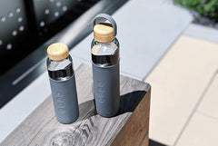 Soma Glass Water Bottle with Silicone Sleeve, BPA-Free, Gray, 17oz