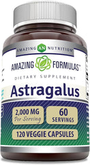 Amazing Formulas Astragalus 2000 mg Per Serving 120 Capsules Supplement | Made From Pure Astragalus Membranaceus Plant Root Extract | Non-GMO | Gluten Free