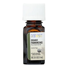 Aura Cacia 100% Pure Frankincense Essential Oil | Certified Organic, GC/MS Tested for Purity | 7.4 ml (0.25 fl. oz.) | Boswellia Sacra