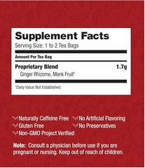 Bravo Tea Absolute Ginger Herbal Tea Caffeine Free, 20 Tea Bags, 1 Count
