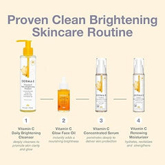 Derma E Vitamin C Glow Face Oil, Facial Oil Nourishes, Brightens and Illuminates for a Radiant Glow, Moisturizing Face Oil with Turmeric, Seabuckthorn and Red Raspberry, 1 Fl Oz
