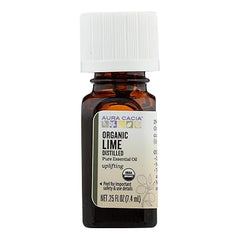 Aura Cacia Certified Organic Pure Lime, Distilled Essential Oil | 0.25 fl. oz. | Citrus aurantifolia
