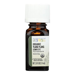 Aura Cacia 100% Pure Ylang Ylang Complete Essential Oil | Certified Organic, GC/MS Tested for Purity | 7.4ml (0.25 fl. oz.) | Cananga odorata