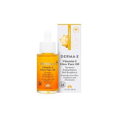 Derma E Vitamin C Glow Face Oil, Facial Oil Nourishes, Brightens and Illuminates for a Radiant Glow, Moisturizing Face Oil with Turmeric, Seabuckthorn and Red Raspberry, 1 Fl Oz