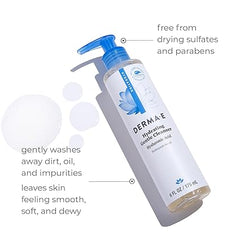 DERMA-E Hydrating Gentle Cleanser with Hyaluronic Acid � Moisturizing Facial Cleanser Tones, Moisturizes & Improves Skin Texture � Gently Exfoliating Face Wash, 6 fl oz