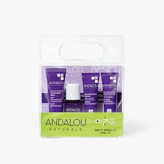 Andalou Naturals, On The Go Essentials - The AGE DEFYING Routine, Travel Friendly, TSA- Approved, Reusable Bag (4 Pcs)
