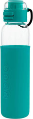 SOMA Glass Water Bottle with Silicone Sleeve, Sport Cap, 17-ounce, Aqua
