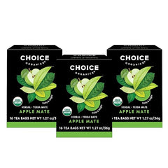 Choice Organics - Organic Apple Mate Tea (3 Pack) - Compostable - Contains Caffeine - 48 Organic Yerba Mate Tea Bags