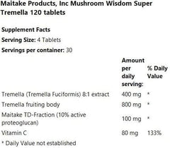 Mushroom Wisdom Super Tremella, 120 Vegetarian Tablets