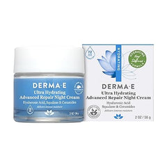 Derma E Ultra Hydrating Night Cream, Advanced Repair Overnight Face Moisturizer with Hyaluronic Acid to Replenish, Smooth and Nourish Skin, 2 oz