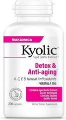 Kyolic Aged Garlic Extract Formula 105, Detox & Anti-Aging, 200 Capsules (Packaging May Vary)