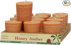 Aloha Bay Perfume and Essential Oil blend Coconut Wax Candles (Tray of 12, Honey Amber - Terracotta - Labdanum, Palmarosa)