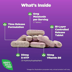 Natrol Advanced Sleep Melatonin + 5HTP, 6mg, Calming Sleep Aid for Restful Sleep, 60 Time-Release Tablets, 60-Day Supply